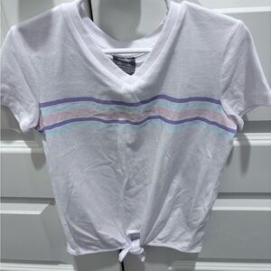 Puma White Tee with Pastel Stripes